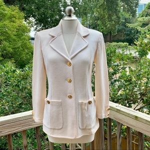St John Cream Knit Blazer